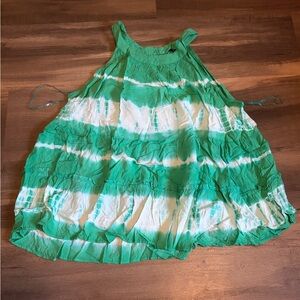 Womens Unique Spectrum Green and White Sleeveless Tunic Size 3X